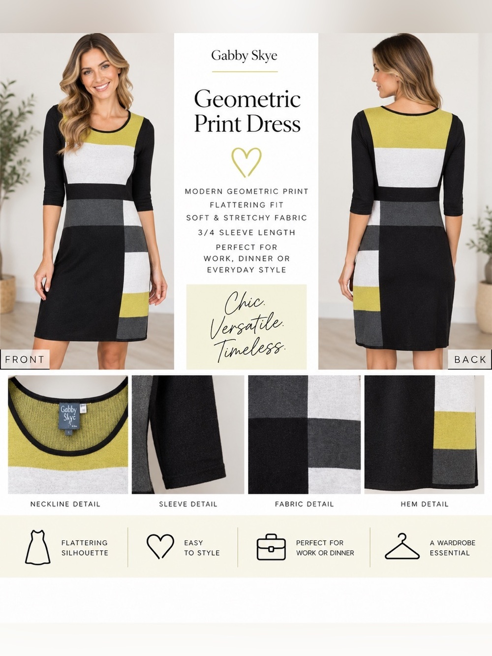 Gabby Skye‎ Geometric Print Dress
